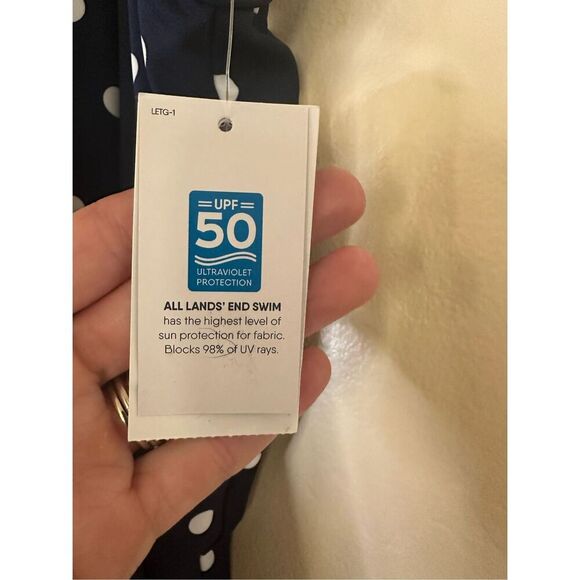 Lands End Blue and White Polka Dot Adjustable Tankini Top Size 2X New - Picture 4 of 6